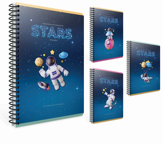 GIPTA DEFTER STARS A4 SPİRALLİ KARTON KAPAK 80 YP. KARELİ 6186