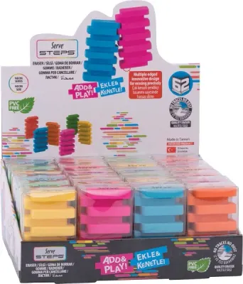 SERVE SİLGİ STEPS STAND 24 LÜ FOSFORLU KARTON SV-STEPSSG24KTFR-P1