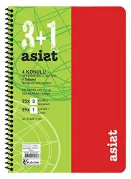 KESKİN DEFTER ASİST A4 PP KAPAK AYRAÇLI 3+1 100 YP. 351513