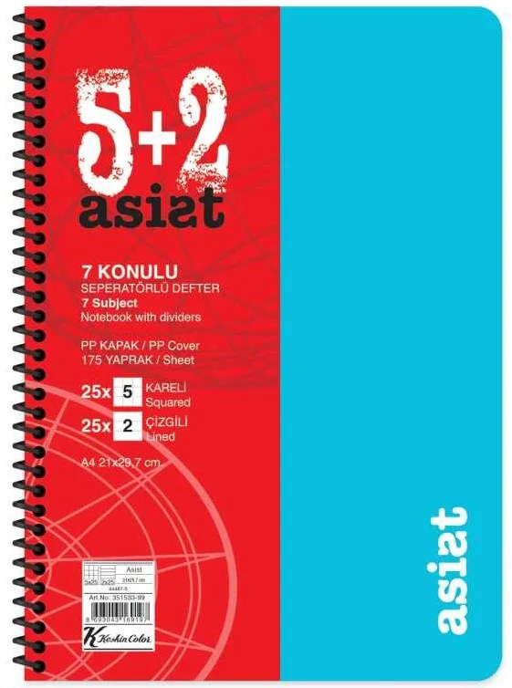 KESKİN DEFTER ASİST A4 PP KAPAK AYRAÇLI 5+2 175 YP. 351533