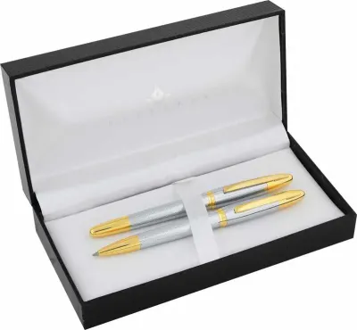 STEELPEN DOLMA KALEM+TÜKENMEZ KALEM SET VENÜS SERİSİ DESENLİ GOLD 177