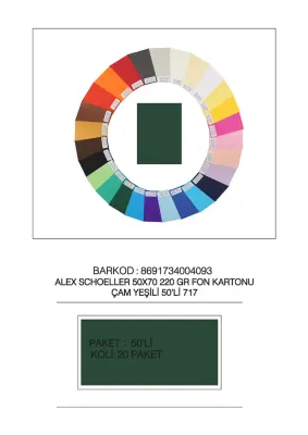 ALEX FON KARTONU 220GR 50X70 ÇAM YEŞİL 50 Lİ 717