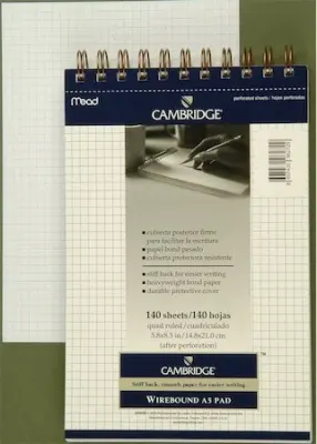 MEAD BLOKNOT CAMBRIDGE SPİRALLİ KARTON KAPAK A5 BEYAZ 140 YP KARELİ M-243848