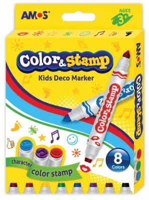 AMOS KEÇELİ KALEM COLOR TWINS İKİ RENKLİ 8 Lİ CS8P