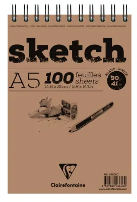 CLAIREFONTAINE ESKİZ BLOK ESQUISSE SKETCH BLANC SPİRALLİ A5 90 GR 100 YP EB96606