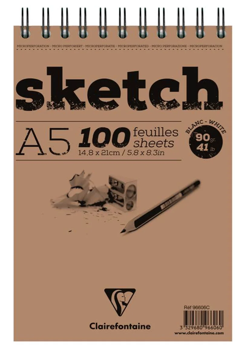 CLAIREFONTAINE ESKİZ BLOK ESQUISSE SKETCH BLANC SPİRALLİ A5 90 GR 100 YP EB96606