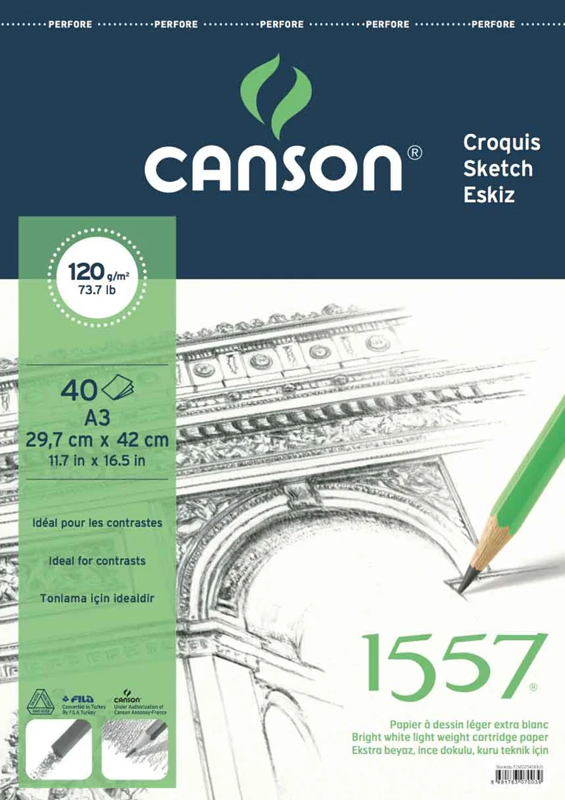 CANSON RESİM VE ÇİZİM BLOĞU 1557 A3 120 GR 40 YP FCNS12040A3US