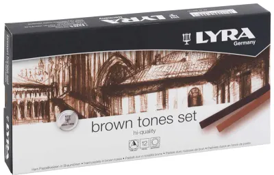 LYRA PASTEL BOYA POLYCRAYONS TOZ PASTEL 12 Lİ KAHVERENGİ TONLAR 5641121
