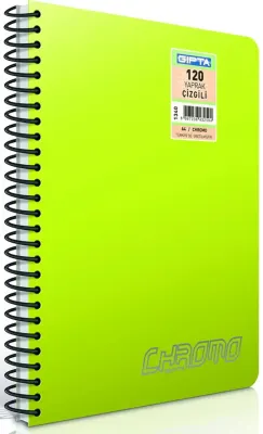GIPTA DEFTER CHROMO A5 SPİRALLİ PP KAPAK 80 YP. DÜZ 1980
