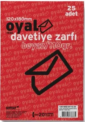 OYAL ZARF DAVETİYE 12x18 110 GR POŞETLİ BEYAZ 25 Lİ 30005917