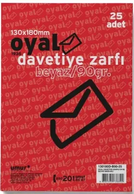 OYAL ZARF DAVETİYE 13x18 90 GR POŞETLİ BEYAZ 25 Lİ 30005918