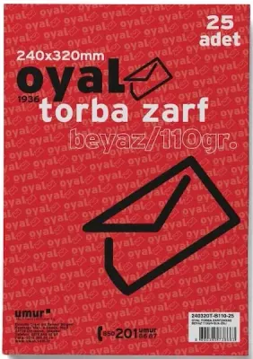 OYAL ZARF TORBA 24x32 110 GR POŞETLİ BEYAZ 25 Lİ 30005894