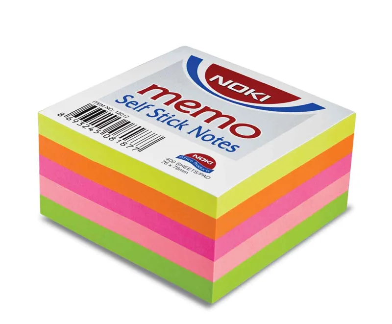NOKİ MEMO YAPIŞKANLI KÜP NOT 75x75 400 YP 12012 NEON