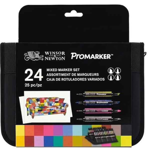 W&amp;N PROMARKER KALEM SET 24 RENK KARIŞIK MARKÖRLER ÇANTALI WN-0290037