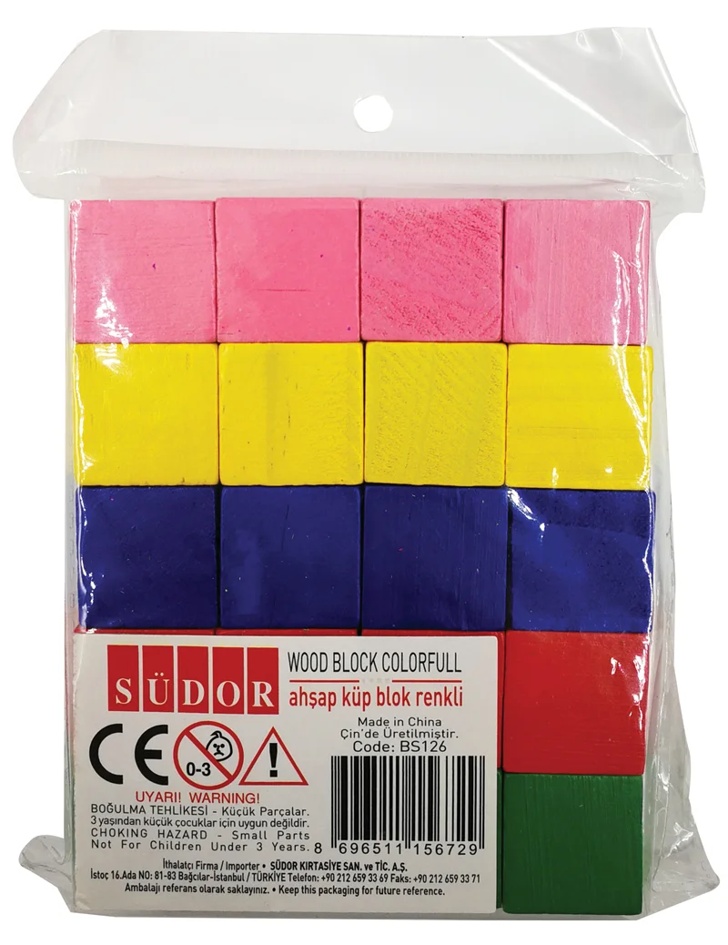 SÜDOR KÜP BLOK AHŞAP 20 Lİ RENKLİ BS126