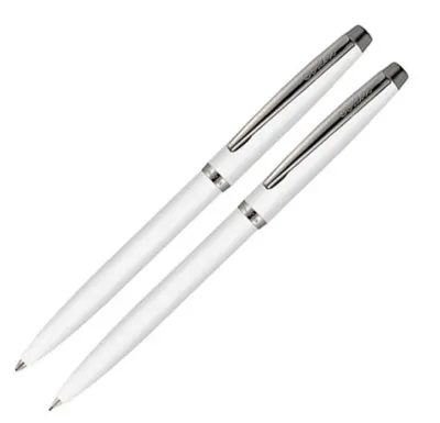 SCRIKSS TÜKENMEZ KALEM + VERSATİL KALEM SET 108 PRESTİJ KRİSTAL KUTU BEYAZ
