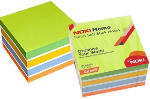NOKİ MEMO YAPIŞKANLI KÜP NOT 75x75 450 YP 12014-22 NEON GİZEMLİ