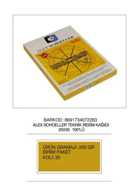 ALEX TEKNİK RESİM KAĞIDI 25x35 200 GR DAMGALI 100 LÜ 200.25