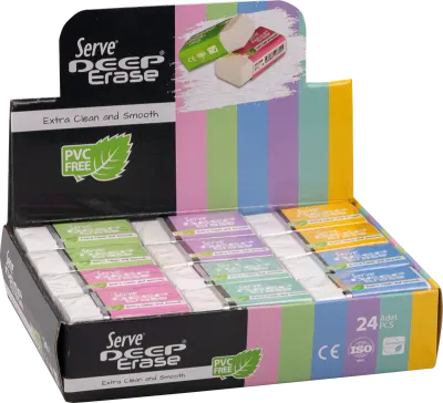 SERVE DEEP PASTEL KILIFLI BEYAZ SİLGİ 24'LU KUTU SV-24LKT