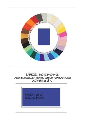 ALEX FON KARTONU ARTİST 220GR 70X100 LACİVERT 25 Lİ 721