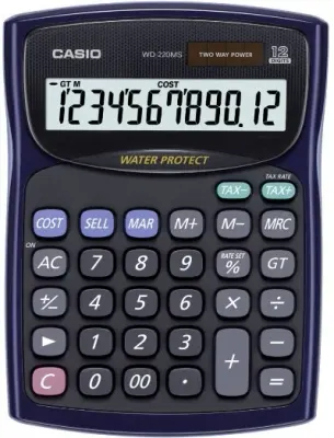 CASIO HESAP MAKİNESİ MASAÜSTÜ WD-220MS 12 HANE
