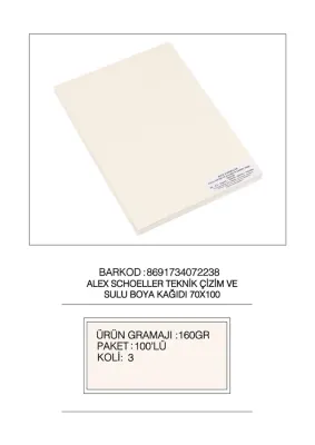 ALEX SULUBOYA KAĞIDI 70x100 160GR 100 LÜ 70