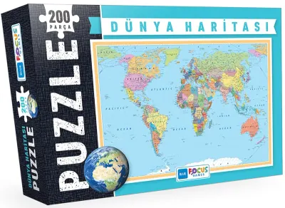 BLUE FOCUS PUZZLE 200 PARÇA DÜNYA HARİTASI BF238