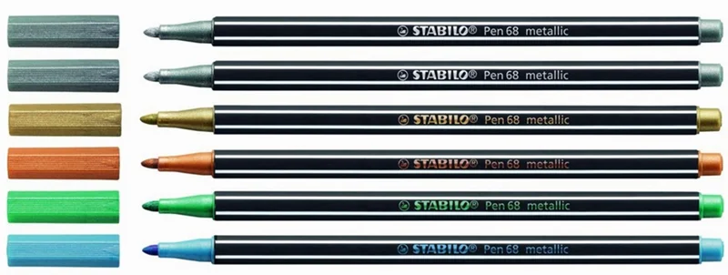 STABILO KEÇELİ KALEM PEN 68 SET  6 RENK METALİK METAL KUTU 6806/8-32