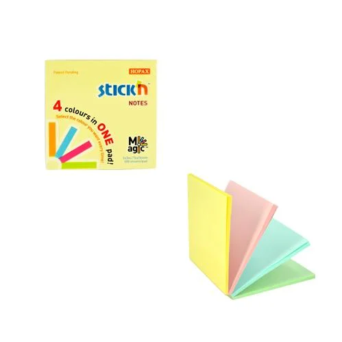 GIPTA YAPIŞKANLI NOT KAĞIDI 76x76 MAGIC 4 RENK PASTEL 100 YP. 2157400