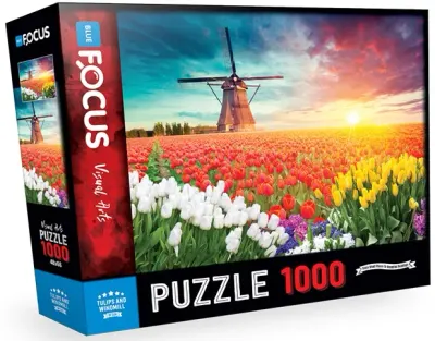 BLUE FOCUS PUZZLE 1000 PARÇA LALELER VE YEL DEĞİRMENİ BF296