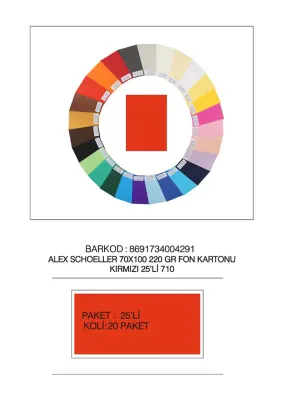 ALEX FON KARTONU ARTİST 220GR 70X100 KIRMIZI 25 Lİ 710