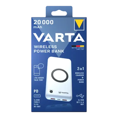 VARTA POWERBANK KABLOSUZ 20000'LİK
