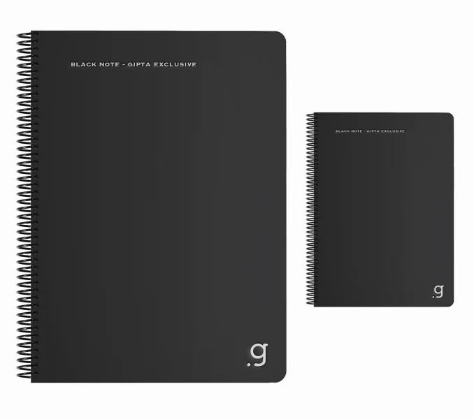 GIPTA DEFTER BLACK NOTE 17x24 SPİRALLİ PP KAPAK 80 YP. ÇİZGİLİ 6947