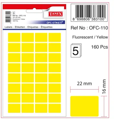 TANEX OFİS ETİKETİ OFC-110 FLORASAN SARI