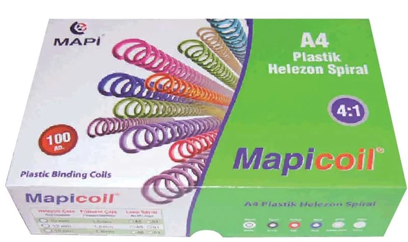 MAPİ SPİRAL PLASTİK HELEZON 4:1 25MM BEYAZ 50 AD.48 LOP POŞETLİ 2362500