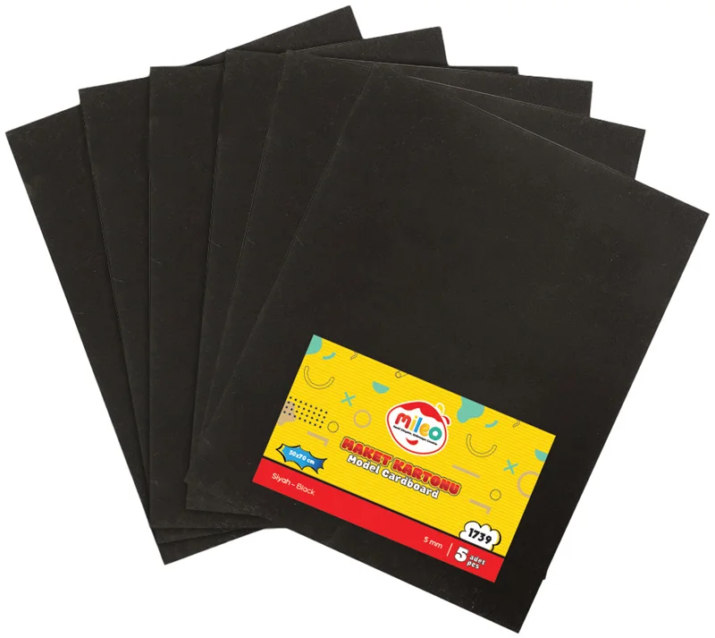 MİLEO MAKET KARTONU - 5MM - 50 X 70 - 5'Lİ- SİYAH 1739