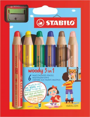 STABILO KURU BOYA WOODY 3 IN 1  6 RENK 8806-2