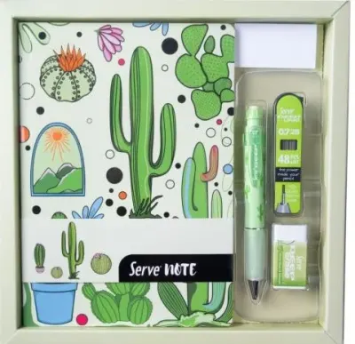 SERVE DEFTER SETI - DESENLİ ELMA YEŞİLİ KUTULU SV-NTSETDEYKT