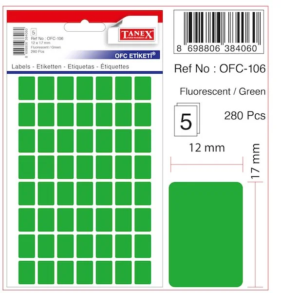 TANEX OFİS ETİKETİ OFC-106 FLORASAN YEŞİL