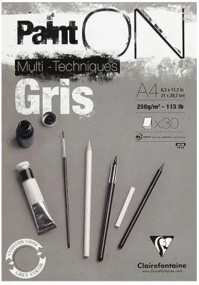 CLAIREFONTAINE ÇİZİM BLOĞU PAINT-ON GREY A4 250 GR 30 YP PO975809