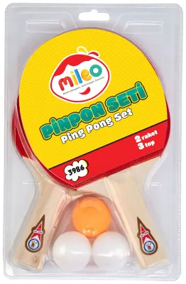 MİLEO PİNPON SETİ - BLİSTER - 2 RAKET + 3  TOP  3986