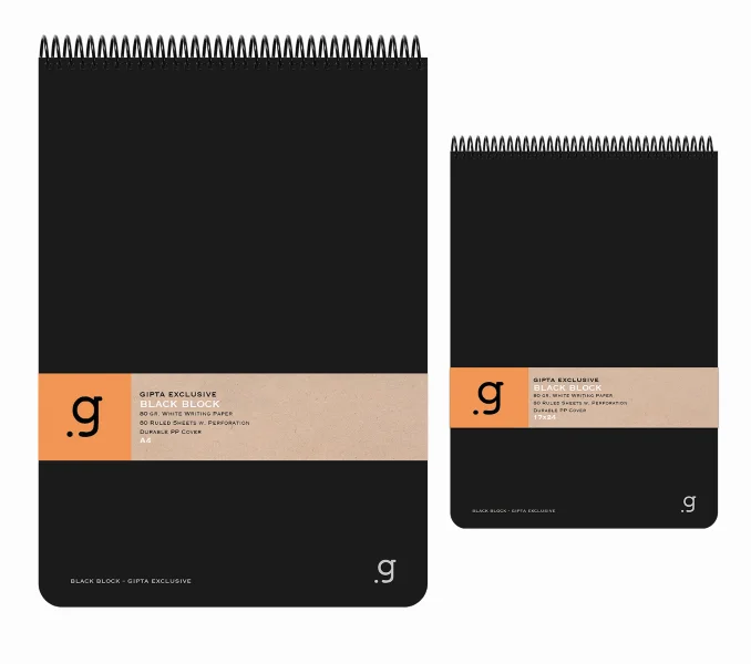 GIPTA DEFTER BLACK BLOCK A4 SPİRALLİ PP KAPAK 80 YP. KARELİ 6963
