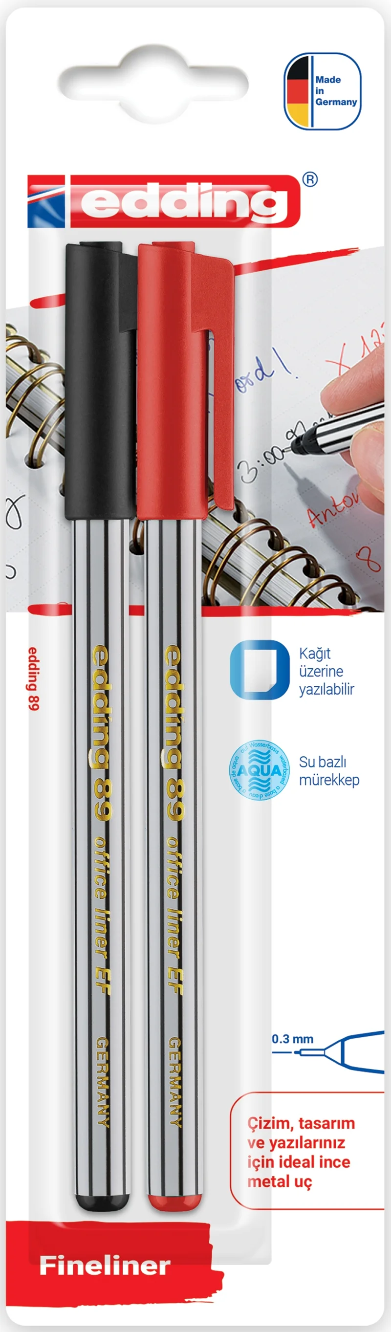 EDDING FINELINER E-89 2 Lİ BLS. SİYAH &amp; KIRMIZI
