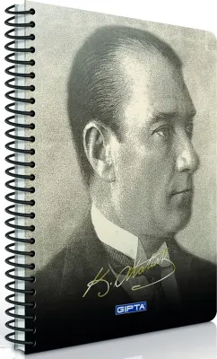 GIPTA DEFTER ATATÜRK A4 SPİRALLİ KARTON KAPAK 80 YP. ÇİZGİLİ 2605