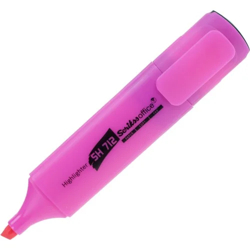 SCRIKSS OFFICE FOSFORLU KALEM SH712 PEMBE 12 Lİ KUTU