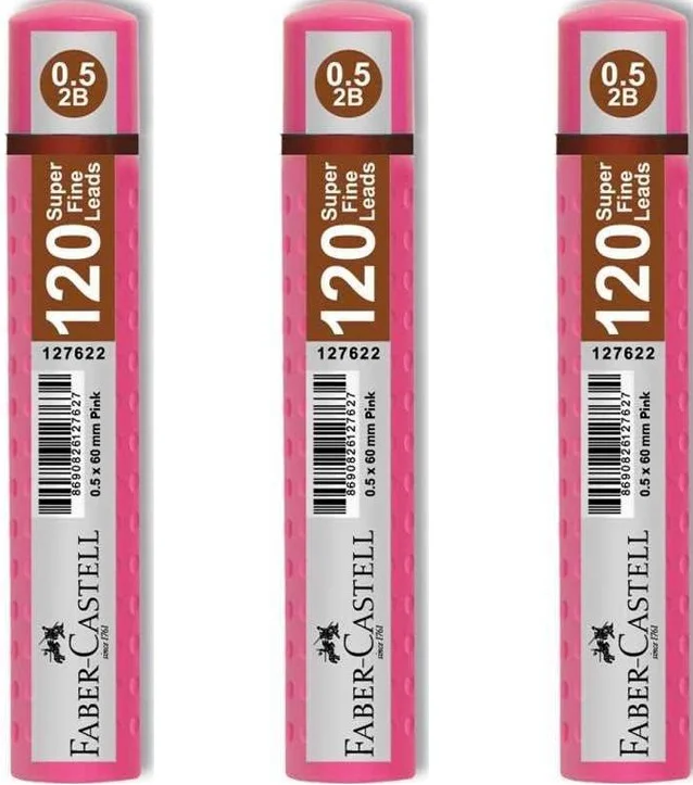 FABER MİN GRIP 05MM 2B 60MM 120 Lİ PEMBE TÜP 127622