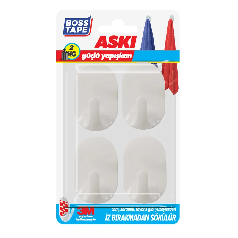 BOSS TAPE ASKI PLASTİK KENDİNDEN YAPIŞKANLI 2 KG KÜÇÜK BOY BEYAZ 4 LÜ BLS. BT-11019