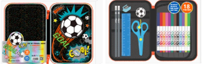 DREAM VEST FUTBOL SİYAH DOLU KALEM ÇANTASI 18 PARÇA (U2109B) VST-KCS0029