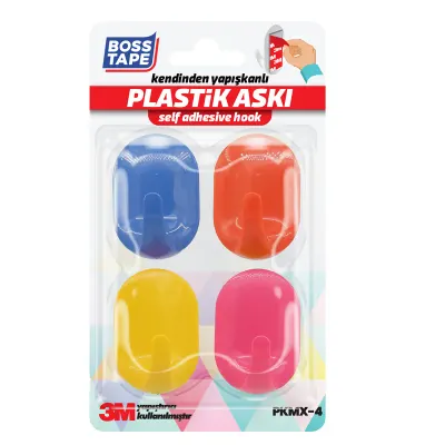 BOSS TAPE ASKI PLASTİK KENDİNDEN YAPIŞKANLI RENKLİ 2 KG KÜÇÜK BOY 4 LÜ BLS. BT-11012