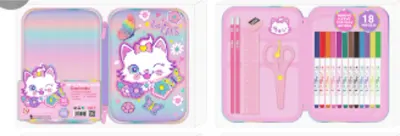 DREAM VEST PIŞIK KEDİ DOLU KALEM ÇANTASI 18 PARÇA (U2109B) VST-KCS0027
